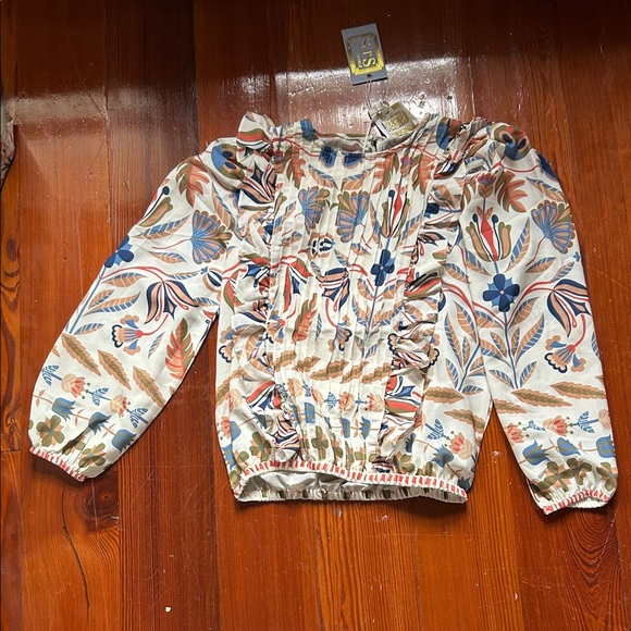 Sail to Sable Tops - Women’s ' Floral Ruffle Jacket - Cream Multicolor